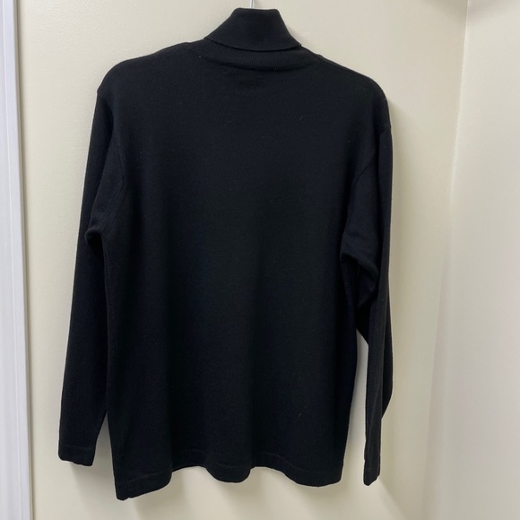 Designer Black Turtleneck Sweater Wool Blend Made in Italy L - Picture 6 of 7